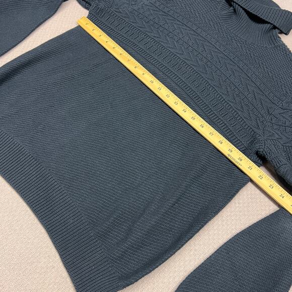 Guideboat Co Sweater Mens L Blue Cotton Cable Knit Turtleneck Pullover Nautical - Picture 6 of 7